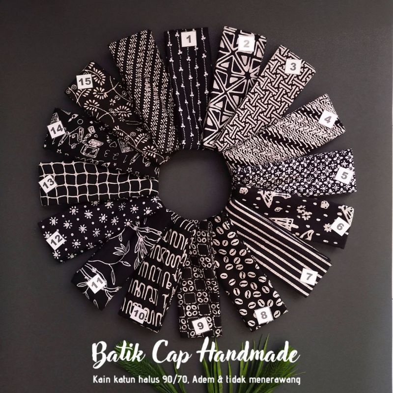 KAIN BATIK CAP WARNA HITAM PUTIH BLACK WHITE BATIK MONOKROM