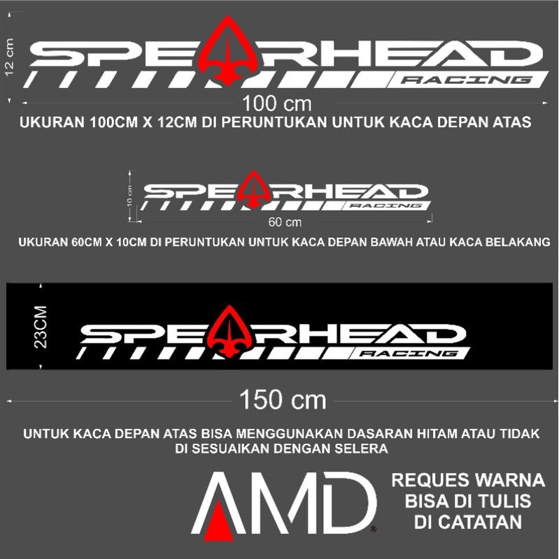 Stiker kaca depan sticker mobil stiker belakang mobil SPEARHEAD RACING