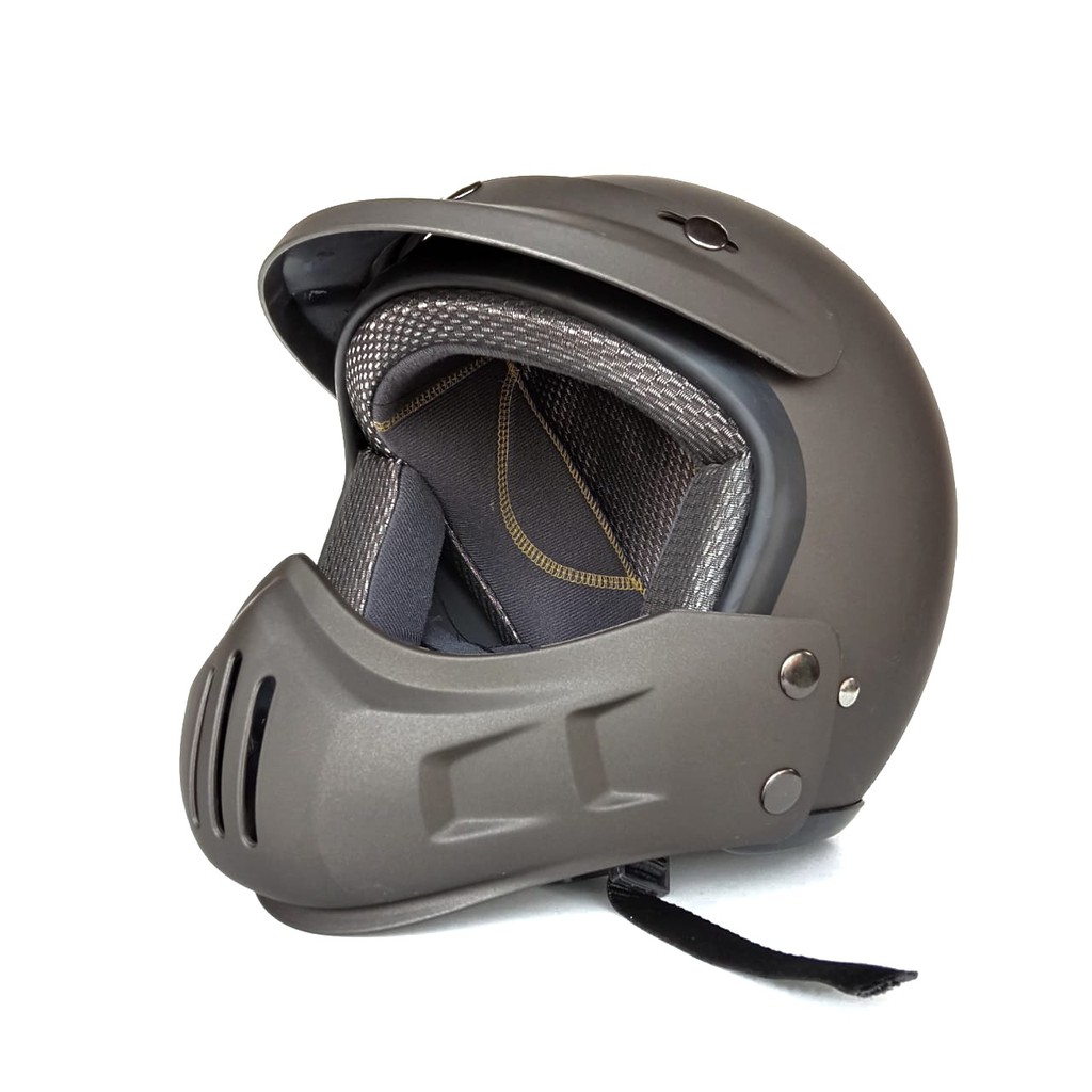 Helm Retro Cakil Modular Abu abu Doff (Vespa / Klasik / Vintage)