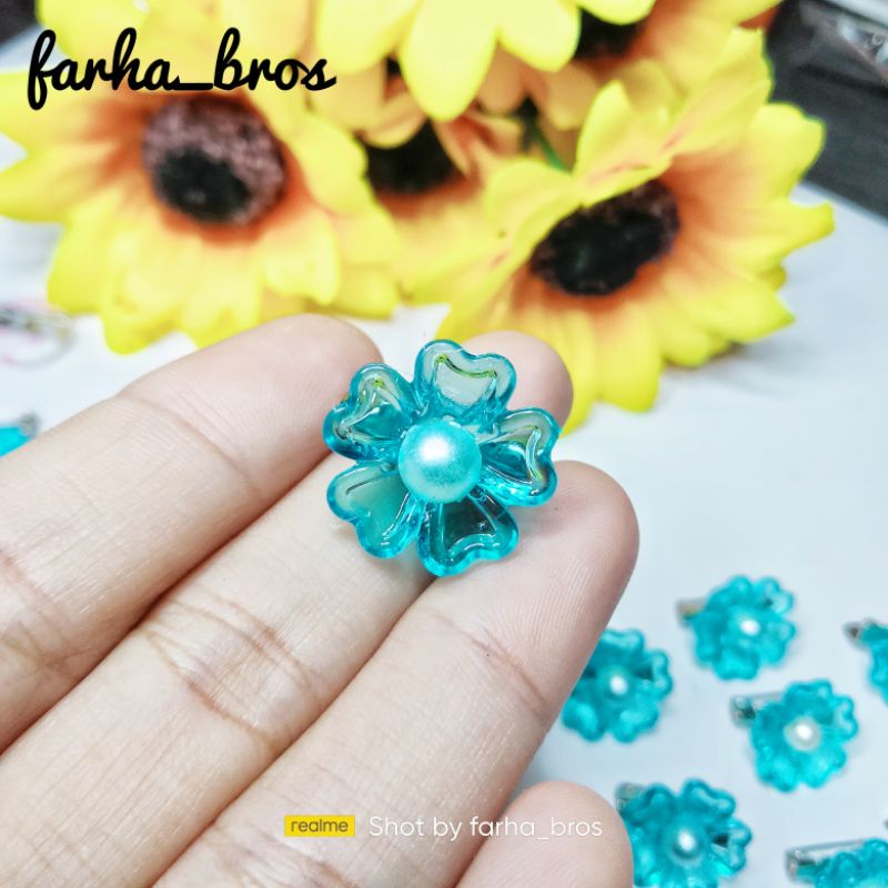 Bros Dagu Kecil Akrilik Bunga melati Bros hijab Bros jilbab Bros bahu Bros mini By Farha-5