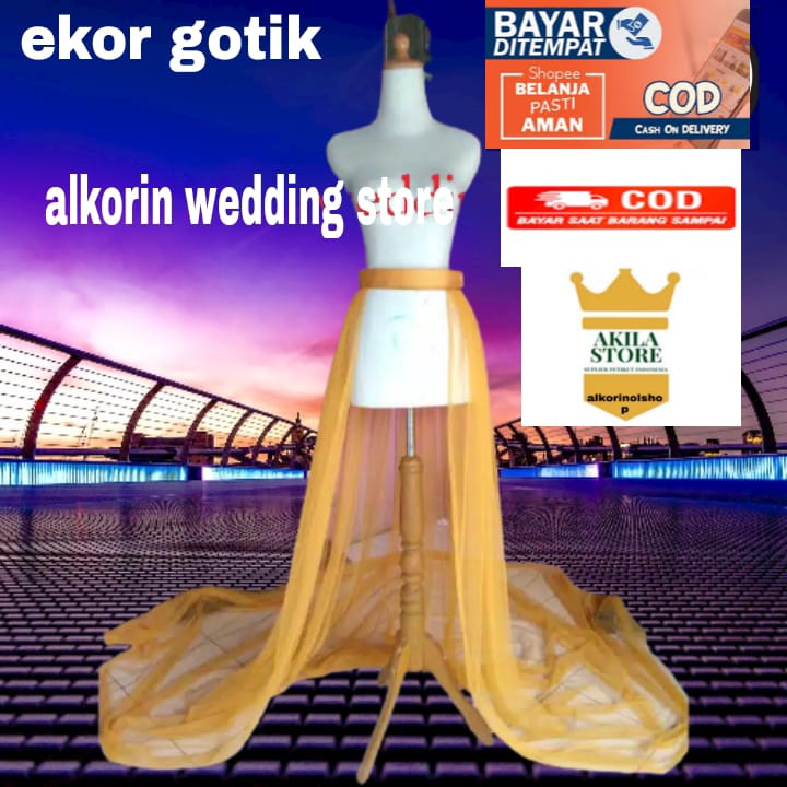 Ekor Gaun Pengantin Tile Polos/Ekor Kebaya/ekor Gaun Pengantin Murah