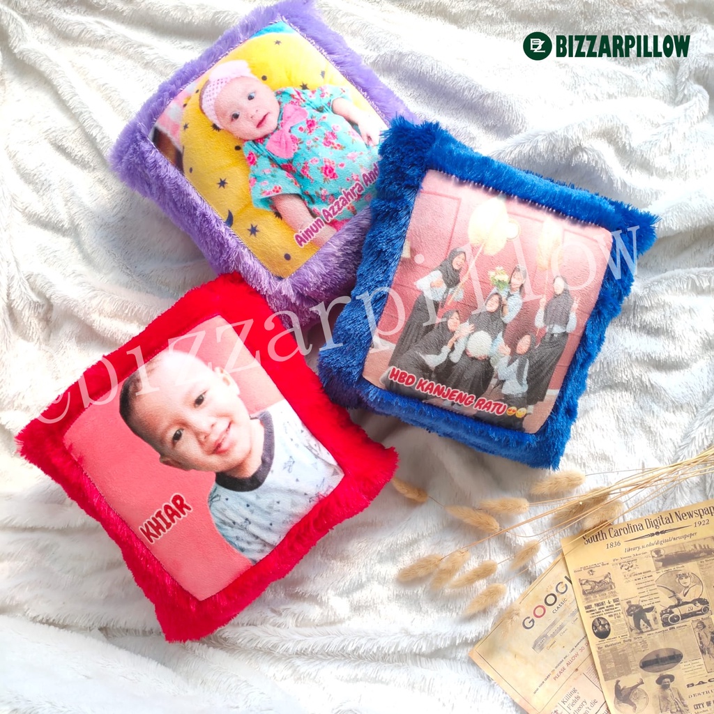 Bizzarpillow  Bantal Foto Custom Bulu Rasfur 30x30 cm BZ013