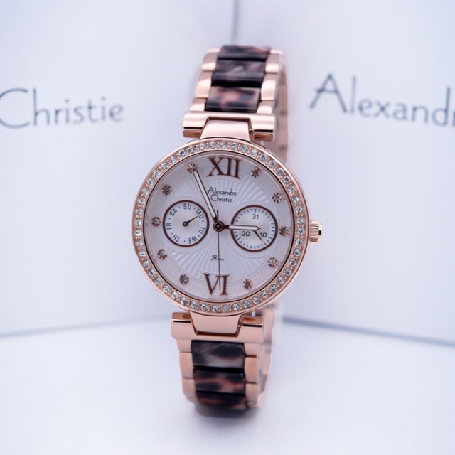 Jam Tangan Wanita/Cewek Alexandre Christie AC 2514 Rosegold Leopard.Original Garansi Resmi 1 Tahun