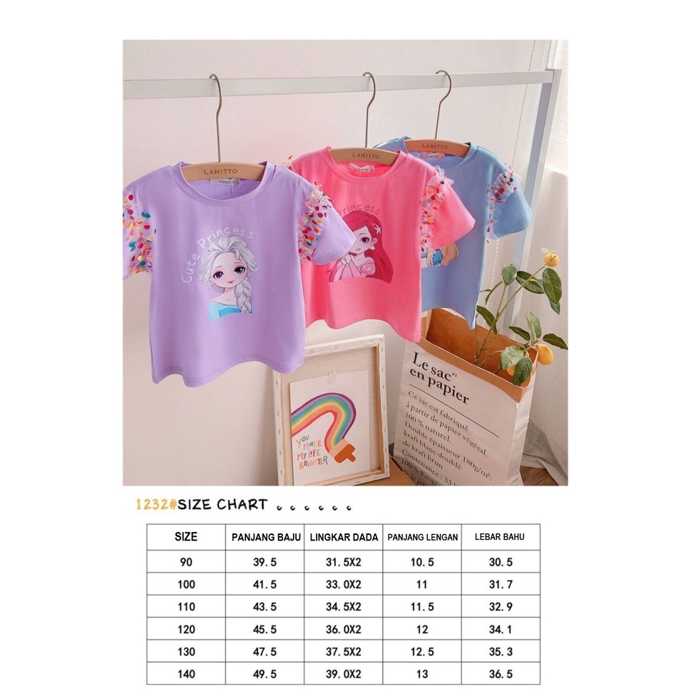 KAOS T-SHIRT BAJU ANAK PEREMPUAN 3D FROZEN ELSA SUMMER STYLE 2022 202233