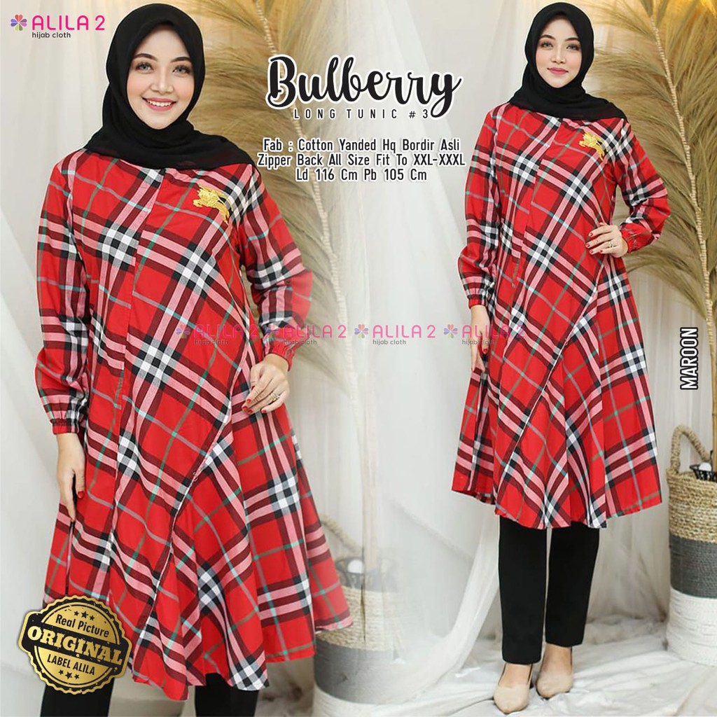 fashion muslim bulberry tunik wanita hijab muslim kotak remaja