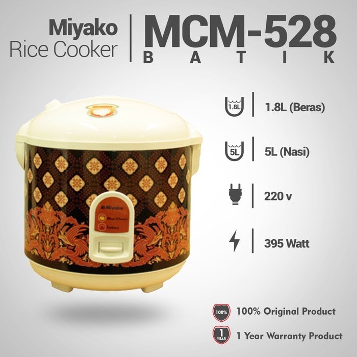 Miyako magic com 3in1 1,8L MCM528 batik Penanak Nasi Rice Cooker 1,8 Liter MCM 528