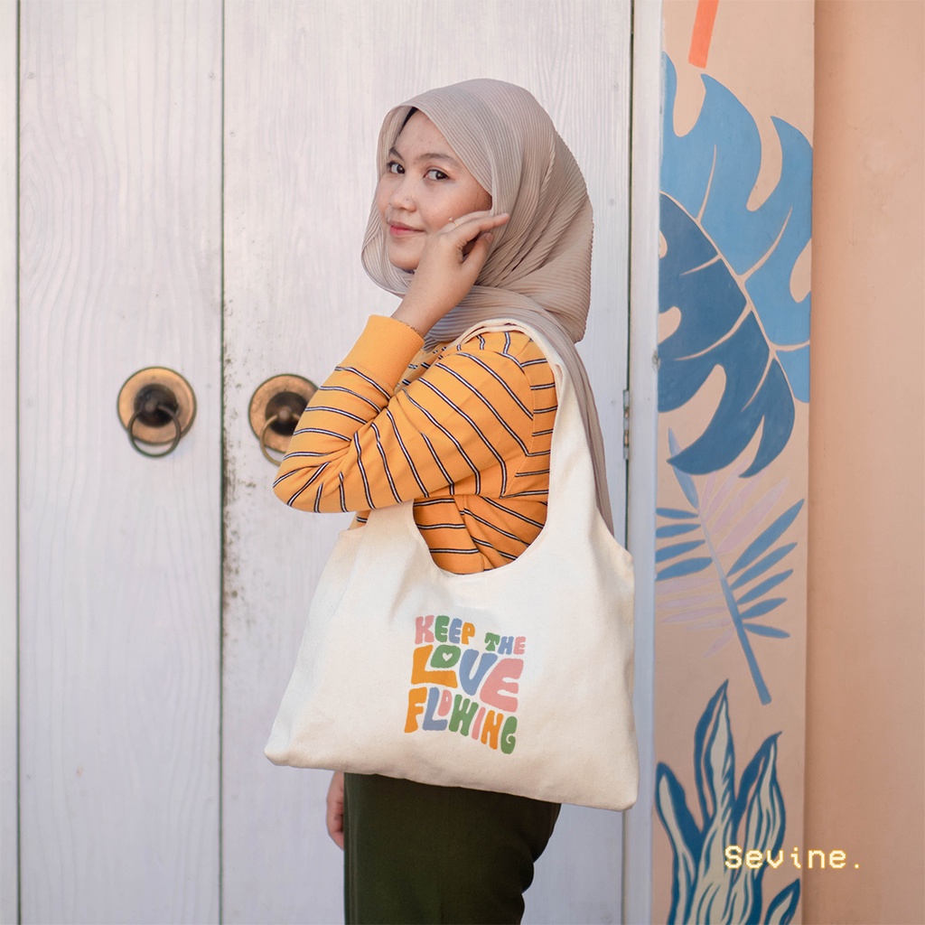 Sevine Totebag Kanvas Bonnie Tas Wanita Tote bag Kuliah Laptop Quotes Motivation Aesthetic Vintage Retro Pastel - KYN