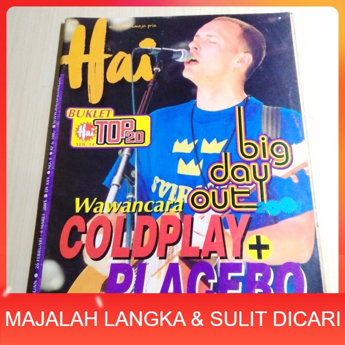 Majalah HAI No.8 Feb 2001 BIG DAY OUT COLDPLAY PLACEBO + PIN UP Langka
