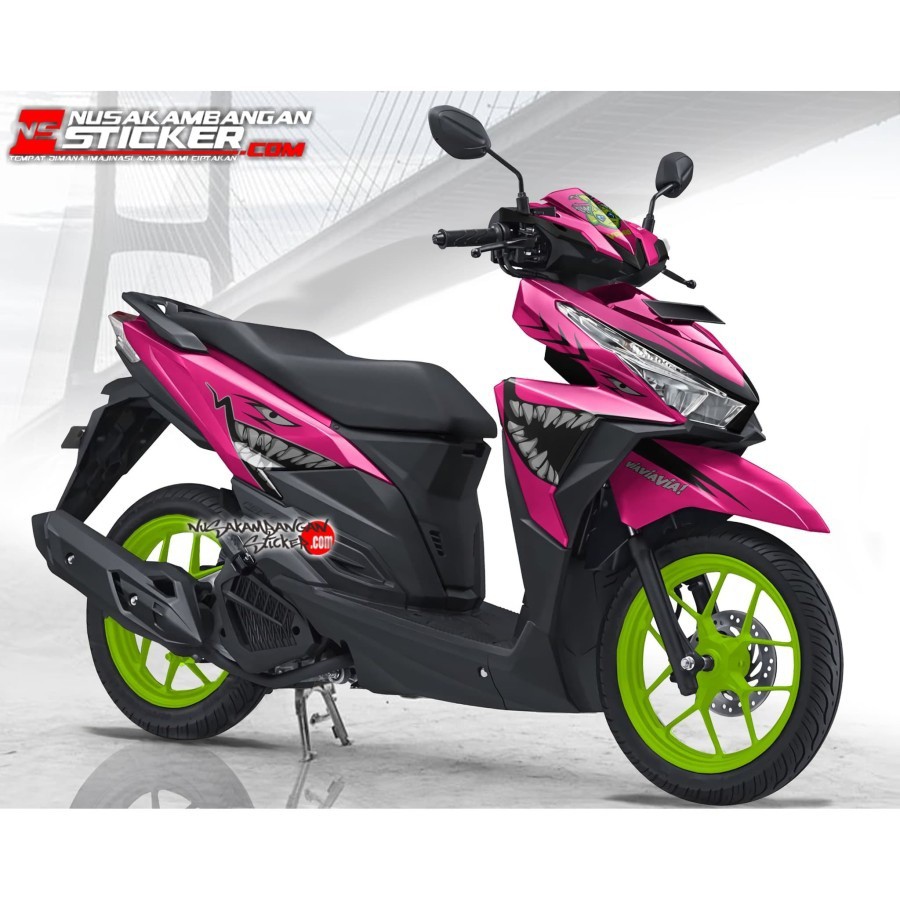 Decal Stiker Motor Honda Vario 150 Full Body Shark Ungu Racing Team Sticker Custom Variasi Motif Kar