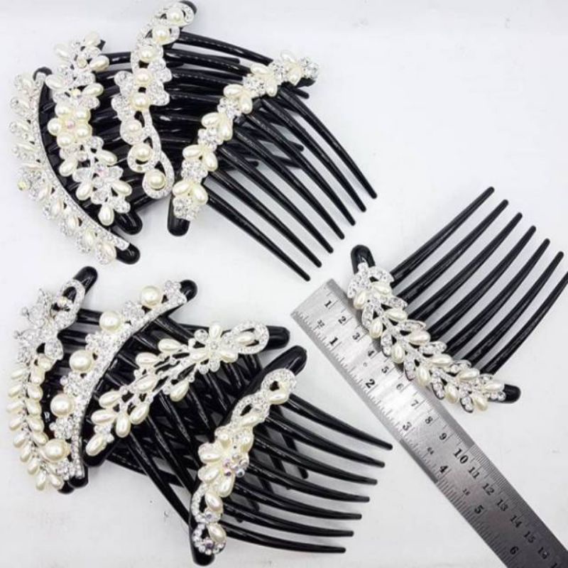 sirkam rambut mutiara  korea gigi 7 baru/ tusuk konde modern simpel sanggul/hiasan rambut mutiara/si
