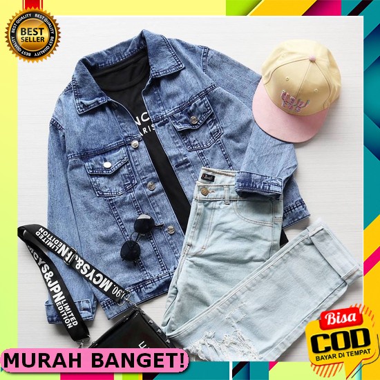 Quena Jaket Jeans Wanita / Jaket Jeans Wanita Oversize / Jaket Jeans W Jaket Levis Putih Crop Cewek 