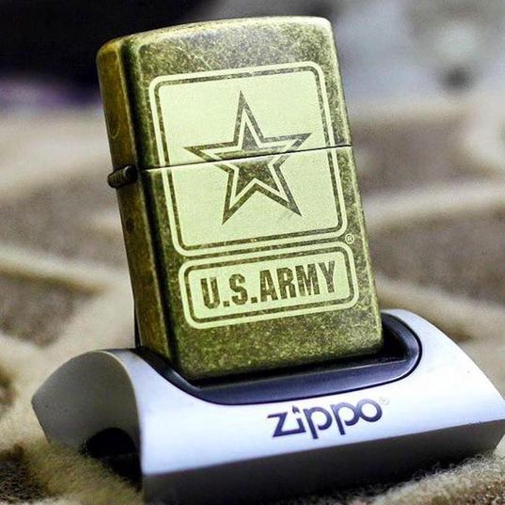 Zippo Original USA 28933 US Army Antique Brass - Stok Lengkap Garansi Resmi