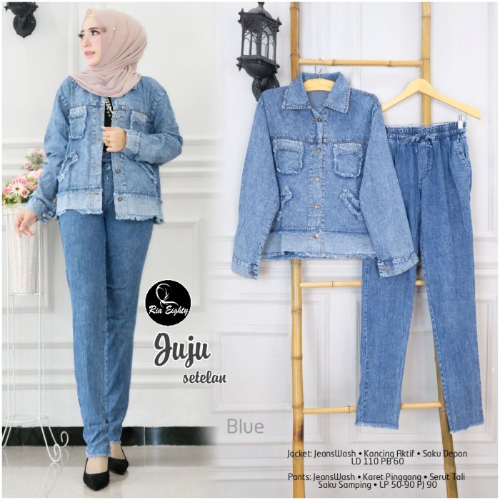 setelan celana & tunik levis setelan wanita setelan jean juju ld 110cm
