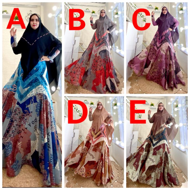DRESS HALINA PREMIUM SET SYARI , DIJAMIN ORI YODIZEIN SYARI