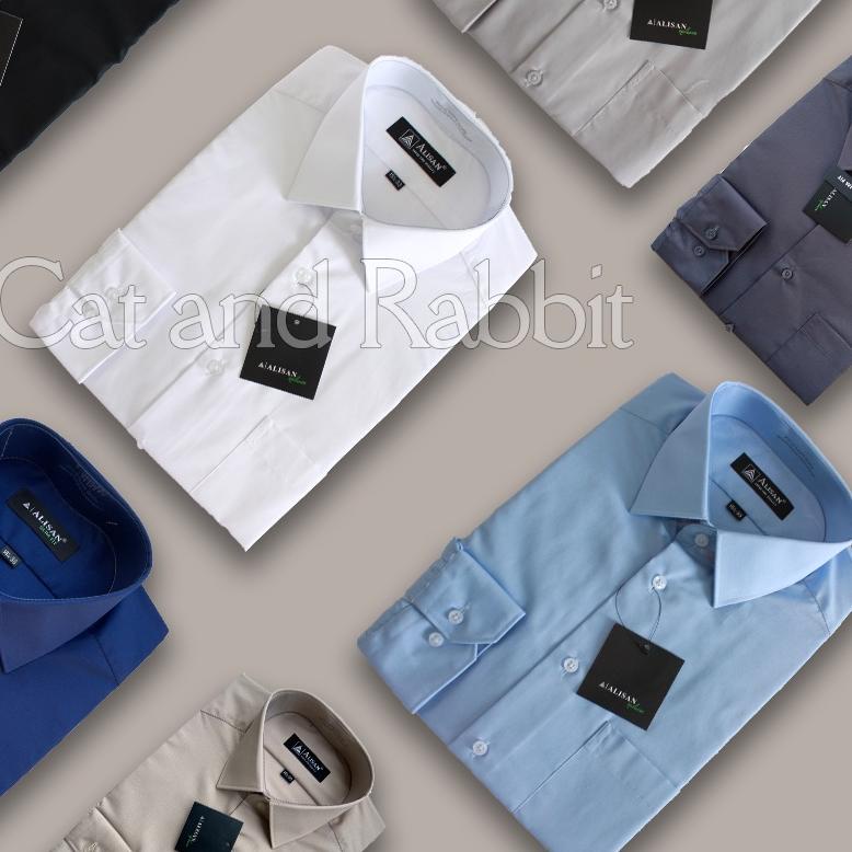 ➭ Alisan Lengan Panjang SLIMFIT Polos Kemeja Alisan Pria Formal Original Kemeja Alisan Lengan Panjan