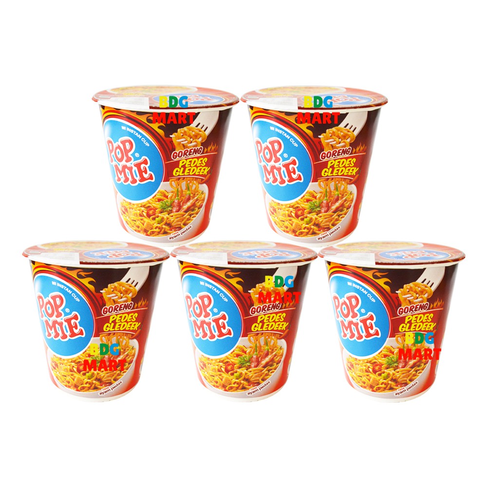 

PAKET 5 PCS Pop Mie Goreng Pedes Gledek Mie Instan Pedas Dalam Cup Atur Pedasnya - 5pcs x 75gr