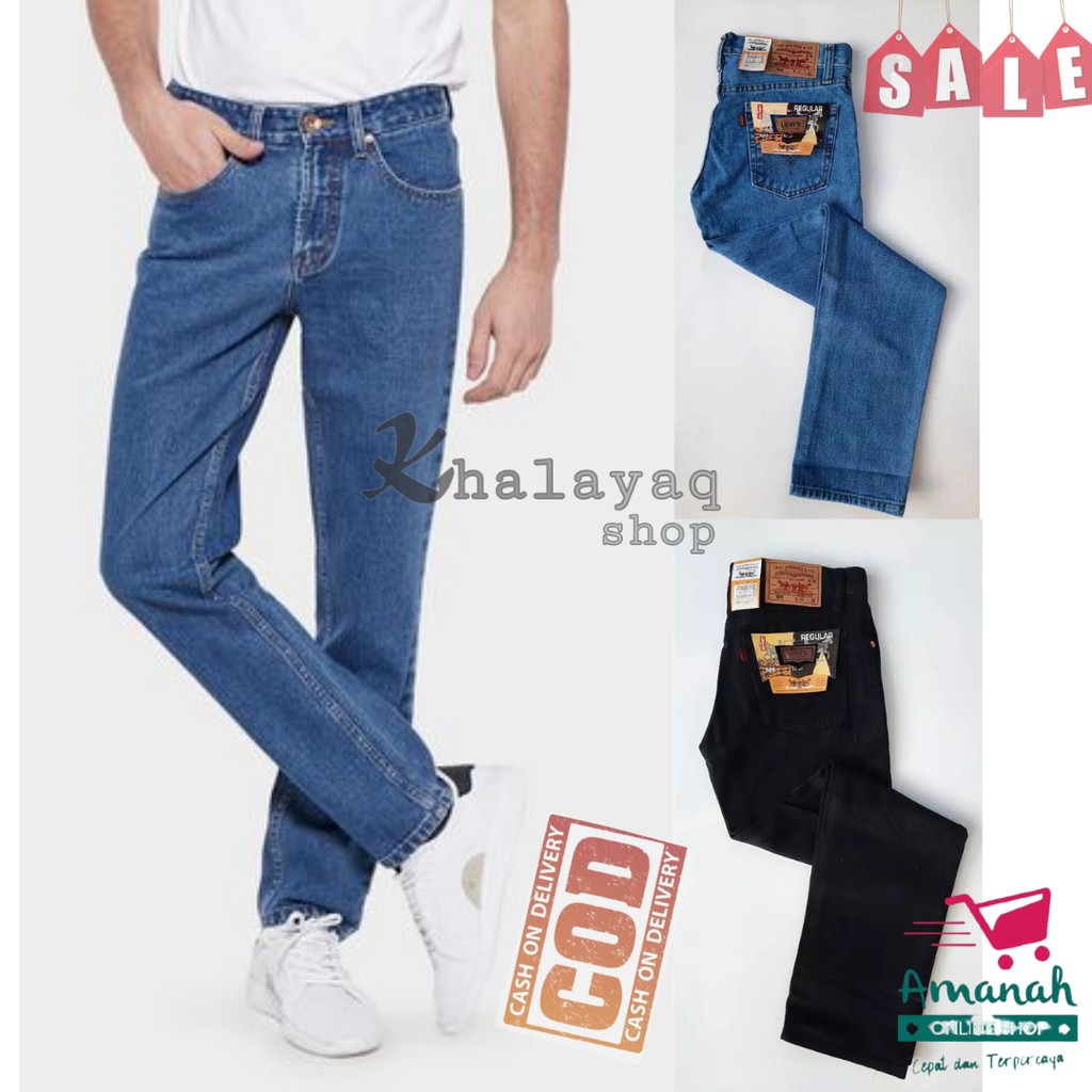 Celana Jeans Panjang Pria Standart Reguler Warna Hitam Nevy Biostune Bioblits  Nomer 28-38