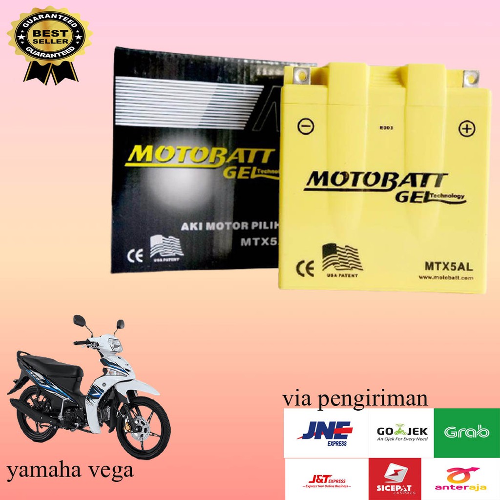 Aki motor yamaha vega motobatt MTX5AL accu gel kering ORI