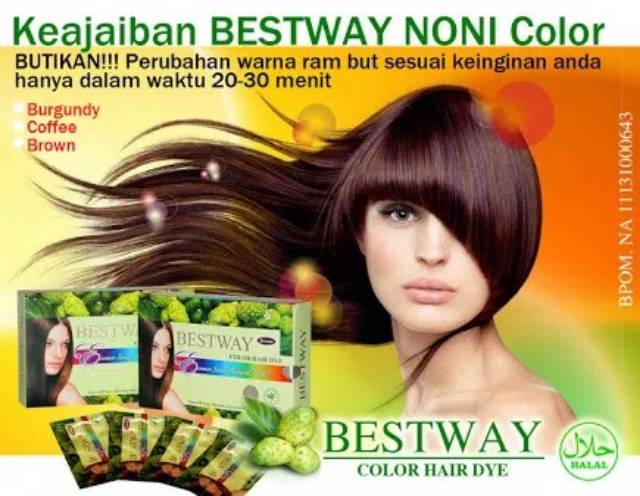 BESTWAY Noni Hair Miracle Color Dye Shampo Semir Penghitam Pewarna Rambut Uban -BLACK BROWN BURGUNDY