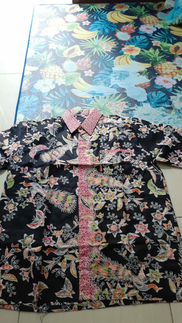 Bswart Batik Hrb026 Kenongo Hem Pendek Anjani Biru Pekalongan M L Xl Batik Pria Murah Modern Grosir