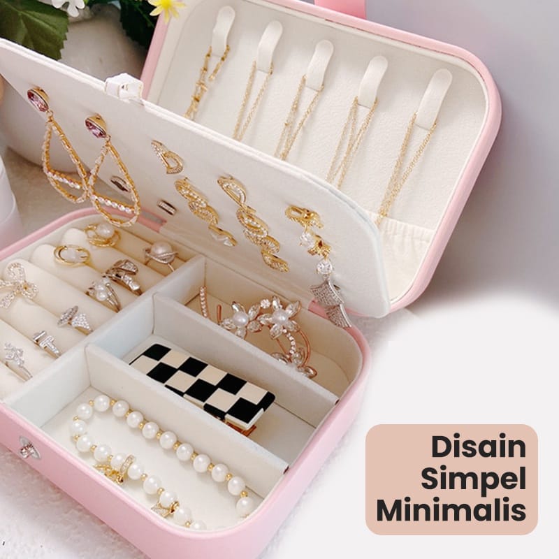 TOKOMUDA  KOTAK PENYIMPANAN PERHIASAN JEWELRY BOX ANTING KALUNG CINCIN AKSESORIS MINI TRAVEL PORTABEL KT14