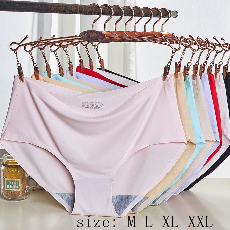 Celana Dalam Wanita Seamless Tanpa Jahitan Anti  Bahan Ice Silk Ukuran Besar M-XXL C052-2