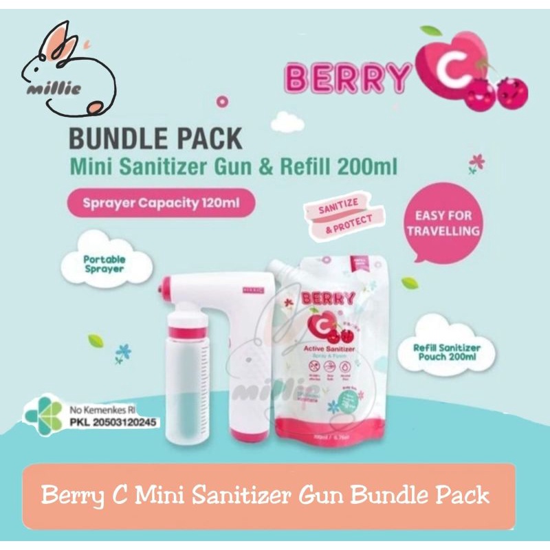 BerryC Bundle Mini Sanitizer Gun + Sanitizer Reffill Pouch 200ml