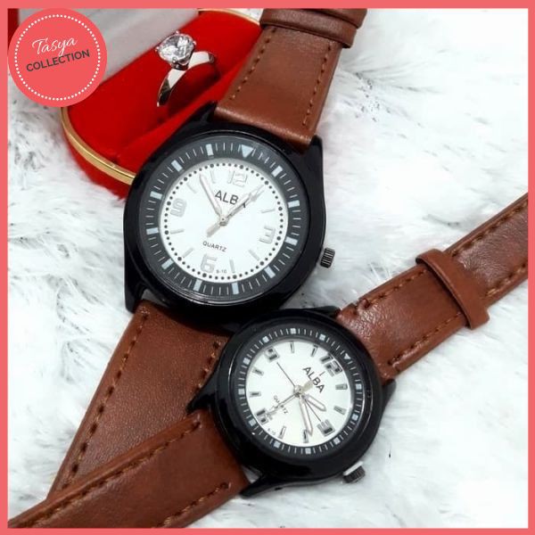 B'WATCH JAM TANGAN COUPLE ALBA COKLAT PLAT PUTIH CA130P