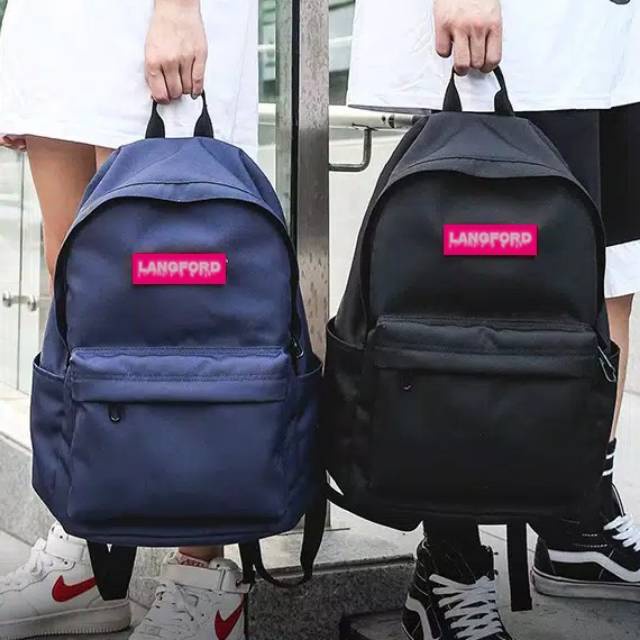 Tas Sekolah Kuliah Anak Perempuan Modis Ransel Wanita Sederhana Baru Kasual Tas Paket Buku Bergaris 