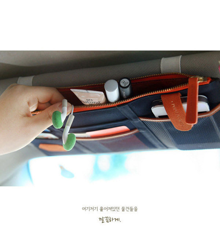 1pc Tas Pouch Penyimpanan Kacamata / Pulpen / Kartu Multifungsi Untuk Sun Visor Mobil