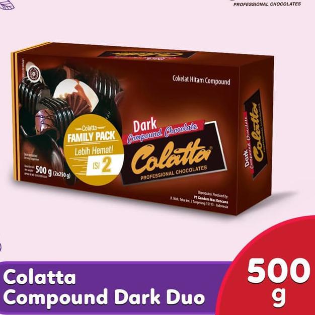 

10.10 sale Coklat Cokelat Colata COLATTA Collata Dark Chocolate Compound DCC DUO Family Pack 500gr 