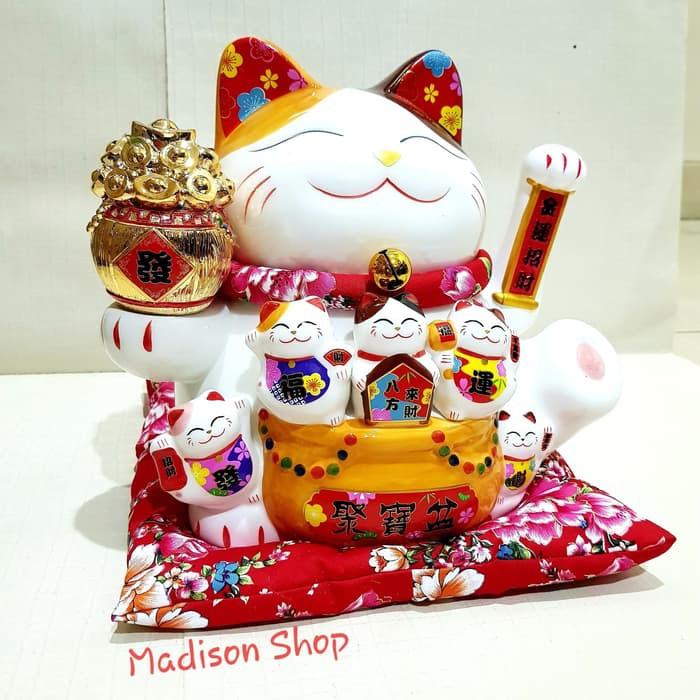 Lucky Cat Jumbo Kucing Maneki Neki Pajangan Hoki Kado Imlek Hoki