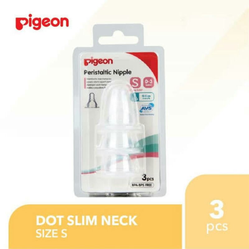 Pigeon Peristaltic Slim Neck Nipple Blister S/M/L (Isi 3)