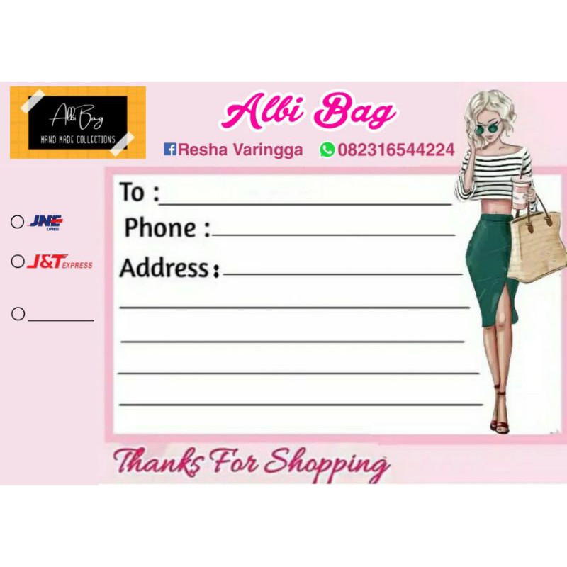 

Label stiker pengiriman online shop / fashion / tas / baju bisa custom