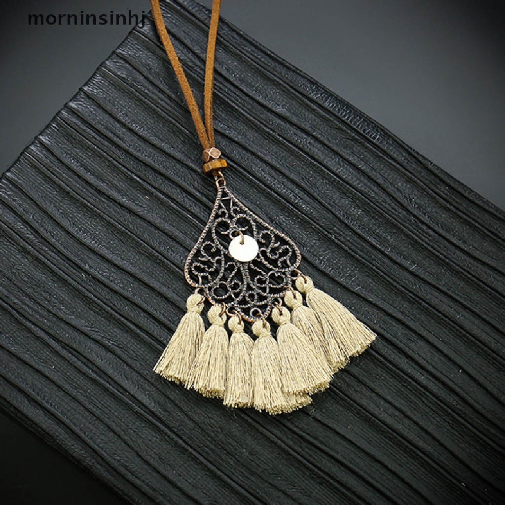 Mor Kalung Choker Vintage Bohemia Dengan Liontin Rumbai Panjang Untuk Wanita