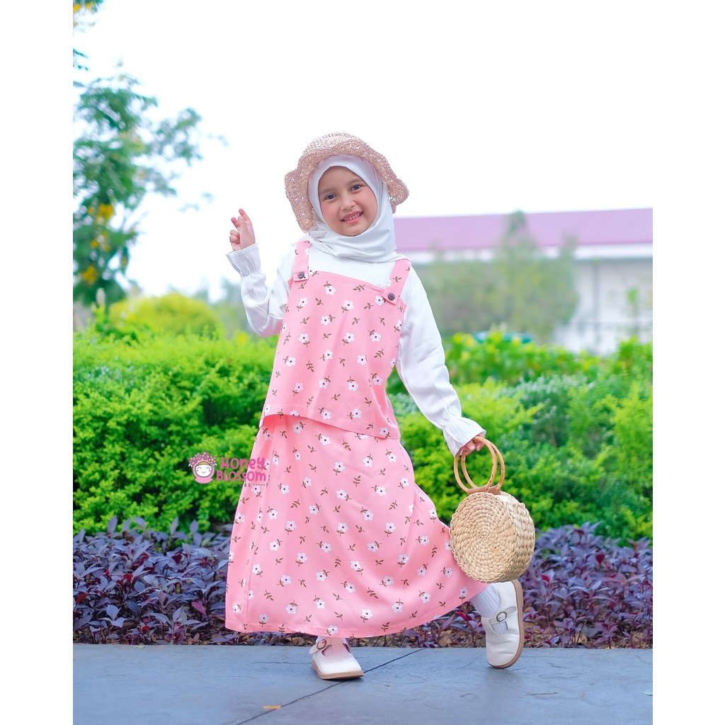 HoneyBlossom - setelan baju muslim anak perempuan / overall anak perempuan / overall rok ana / setelan rok anak perempuan cantik 2 tahun / alyssa series