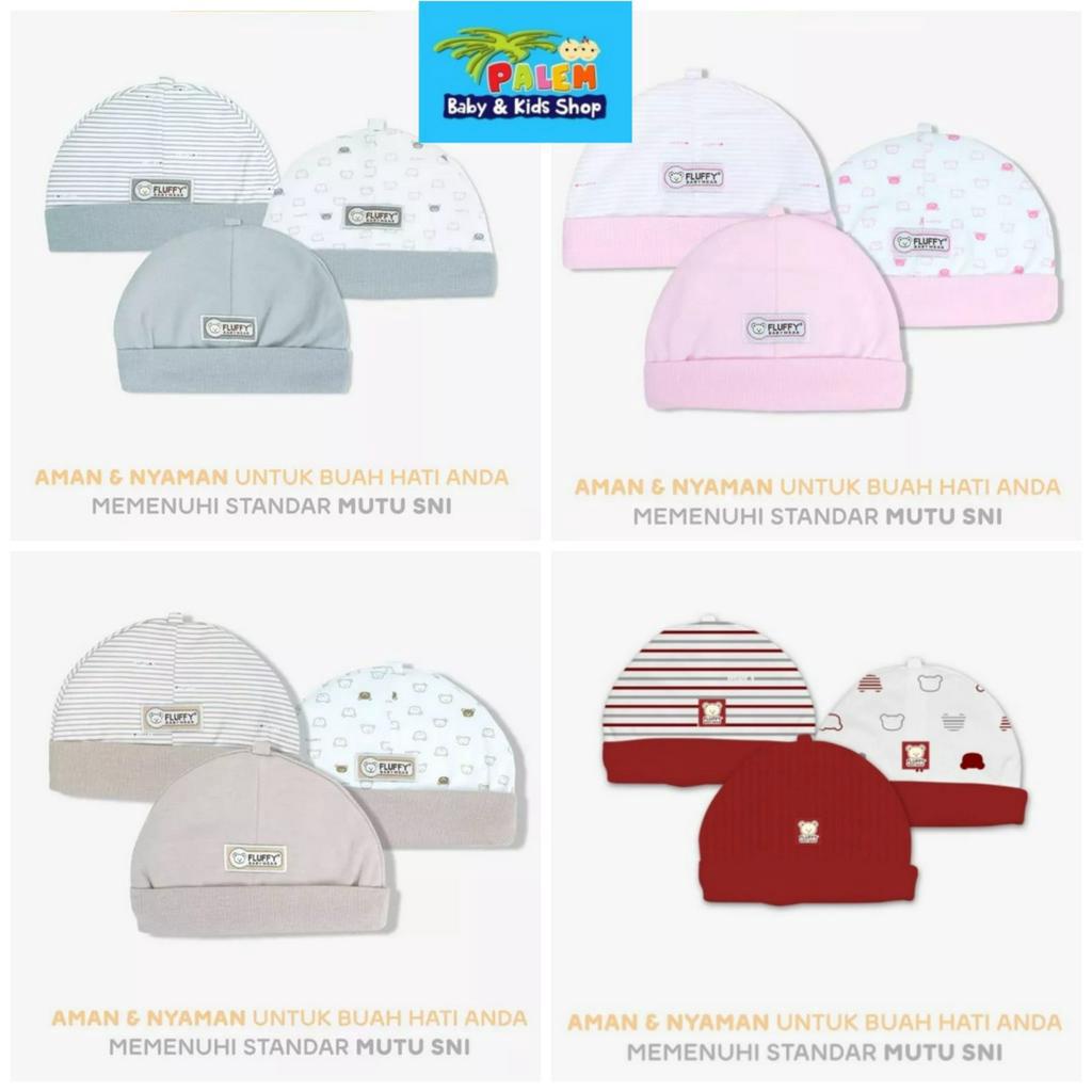 Fluffy topi baby bulat motif baby newborn 1pcs