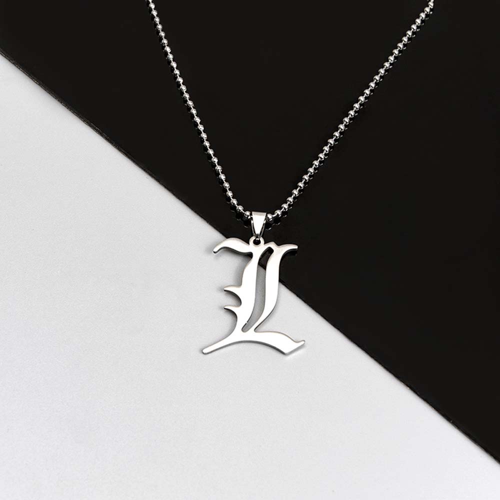 Needway  Classic Death Note Pendant Hip Hop Stainless Steel Double L Necklace Women Anime Punk Fashion European And American Necklace for Men Jewelry Accessories