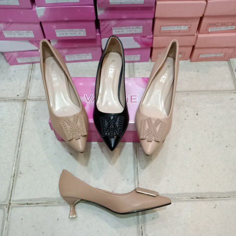 sepatu import valerie original 4 cm bahan dove