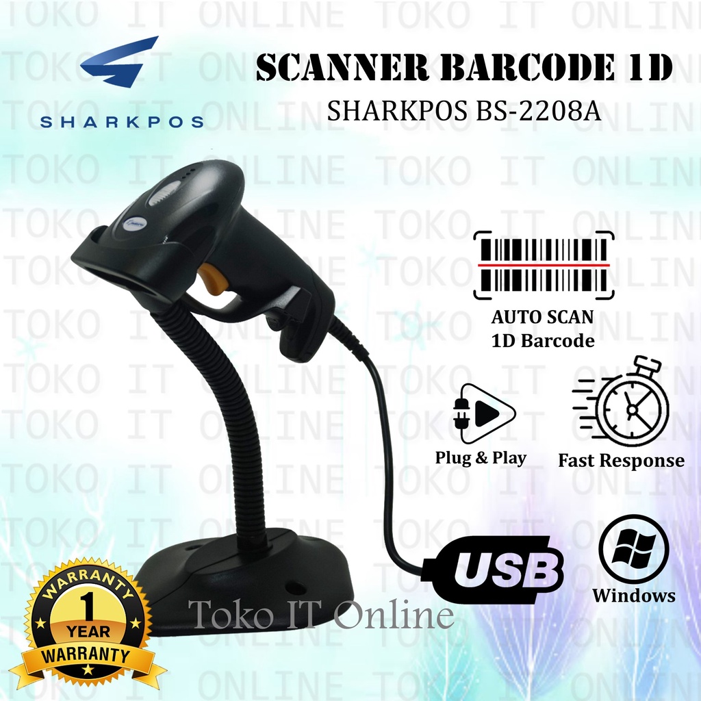 SHARKPOS BS 2108A 1D USB BARCODE SCANNER LASER TANGAN BEST FOR JNE JNT