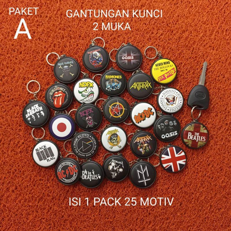 [ 1 PACK 25pcs ] GROSIR GANTUNGAN KUNCI MUSIK 2 MUKA TERLARIS BEST SELLER