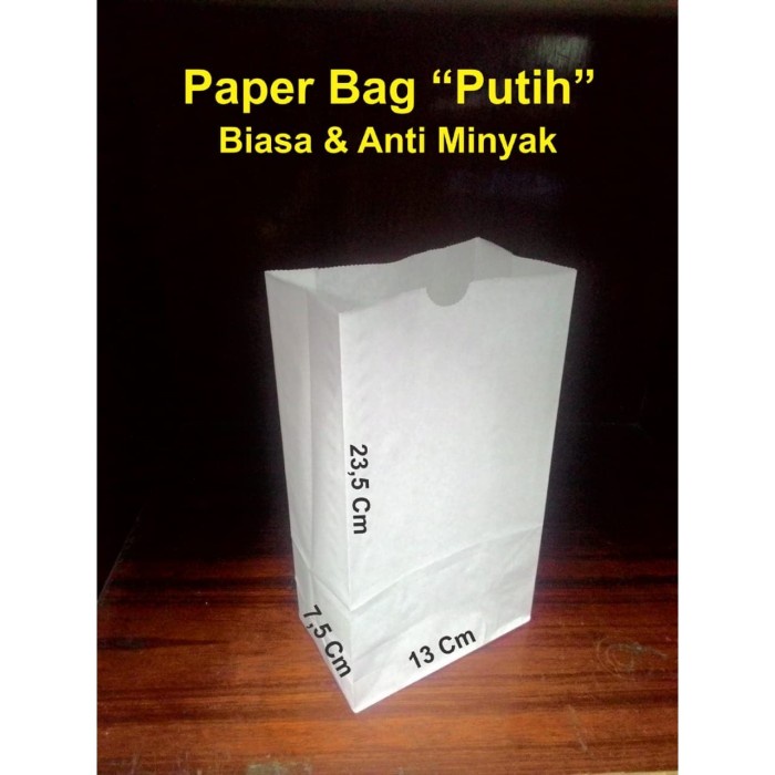

✨ BISA COD ✨ Paper Bag / Kantong Kertas Anti Minyak Size M "Putih" ( 100 pcs )