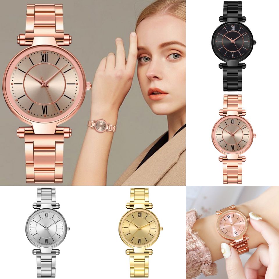 BAJ Jam Tangan Wanita Analog Quartz Casual Fashion Strap Rantai Stainless Steel Import Couple Pria JF091