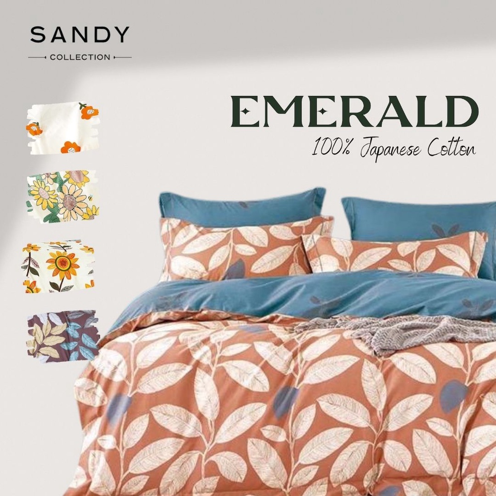 Sprei Set Katun Jepang Emerald Sandy Collection Motif Floral Tinggi 30cm