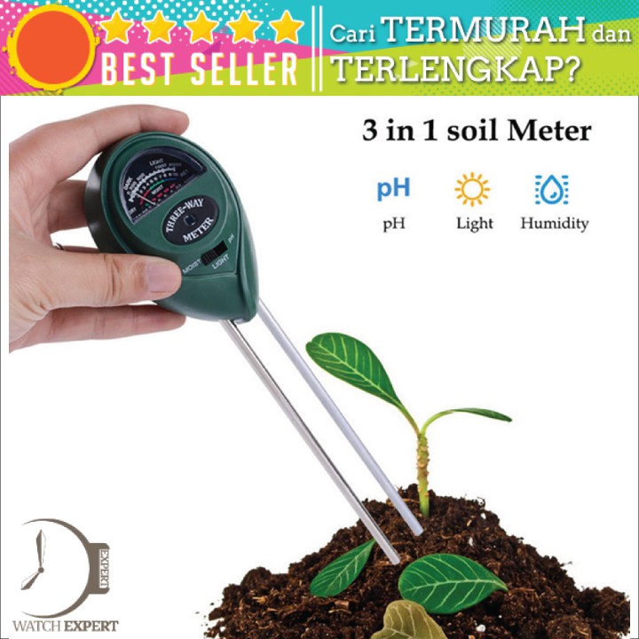 Bisa COD Alat Pengukur 3 in 1 Temperature &amp; Kelembaban Tanah Soil Moist PH Analyzer - HEDAO TL00378