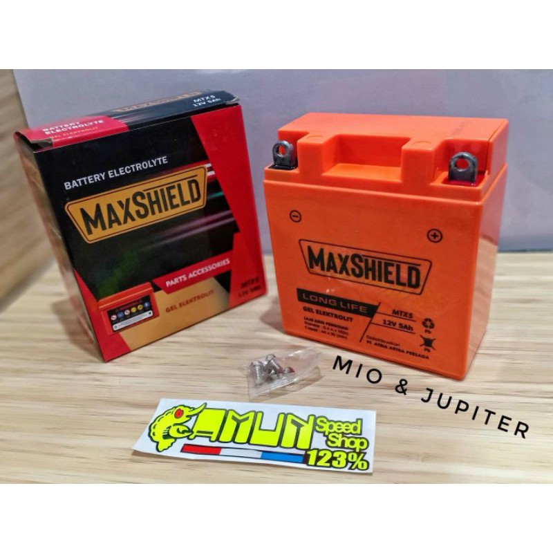 aki kering Motor aki Maxshield mio sporty Mio smile Jupiter 5AH