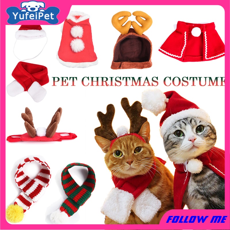 Christmas Cats and Dogs Santa Claus Pet Clothes New Year's Cloak Christmas Warm Clothes Kittens and Puppy Pet Clothes Scarf Cloak