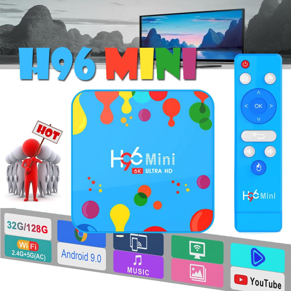 Gratis ongkir Android 9.0 2.4G/5G Wifi h96 mini Bluetooth 4.0 smart tv box H6 4k Full HD Media