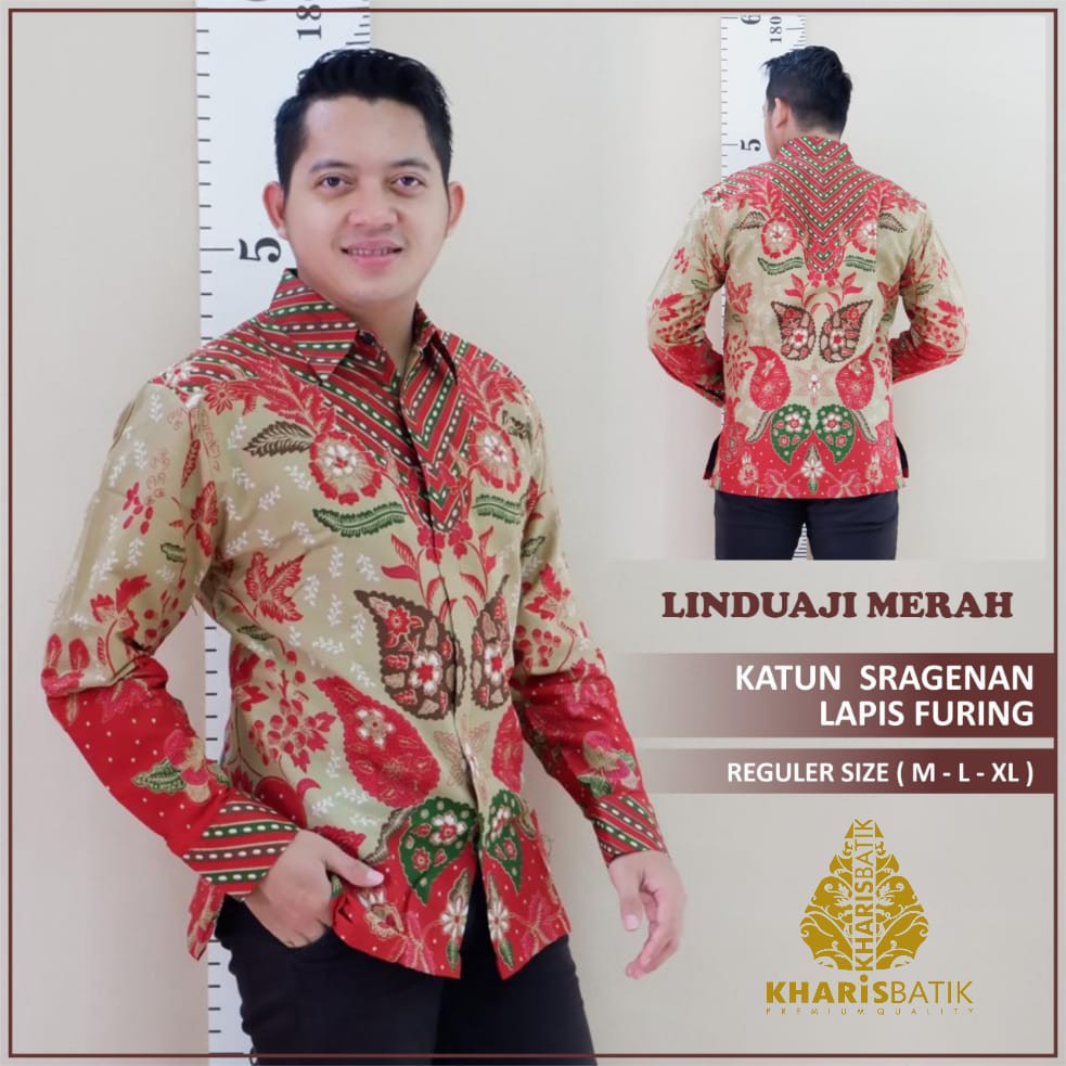 LINDUAJI MERAH KHARIS BATIKSOLOAMANAH KEMEJA BAJU BATIK PRIA SOLO LENGAN PANJANG PENDEK LAPIS FURING ATASAN BATIK PREMIUM MODERN KATUN HALUS ELANG KEMBAR TRUNTUM KUNCORO ANGLING DHARMA PEKSI BIRU MULYO SADIRO JAMBUL BIRU GEBER MULYO KAWUNG WENING PRISWARA