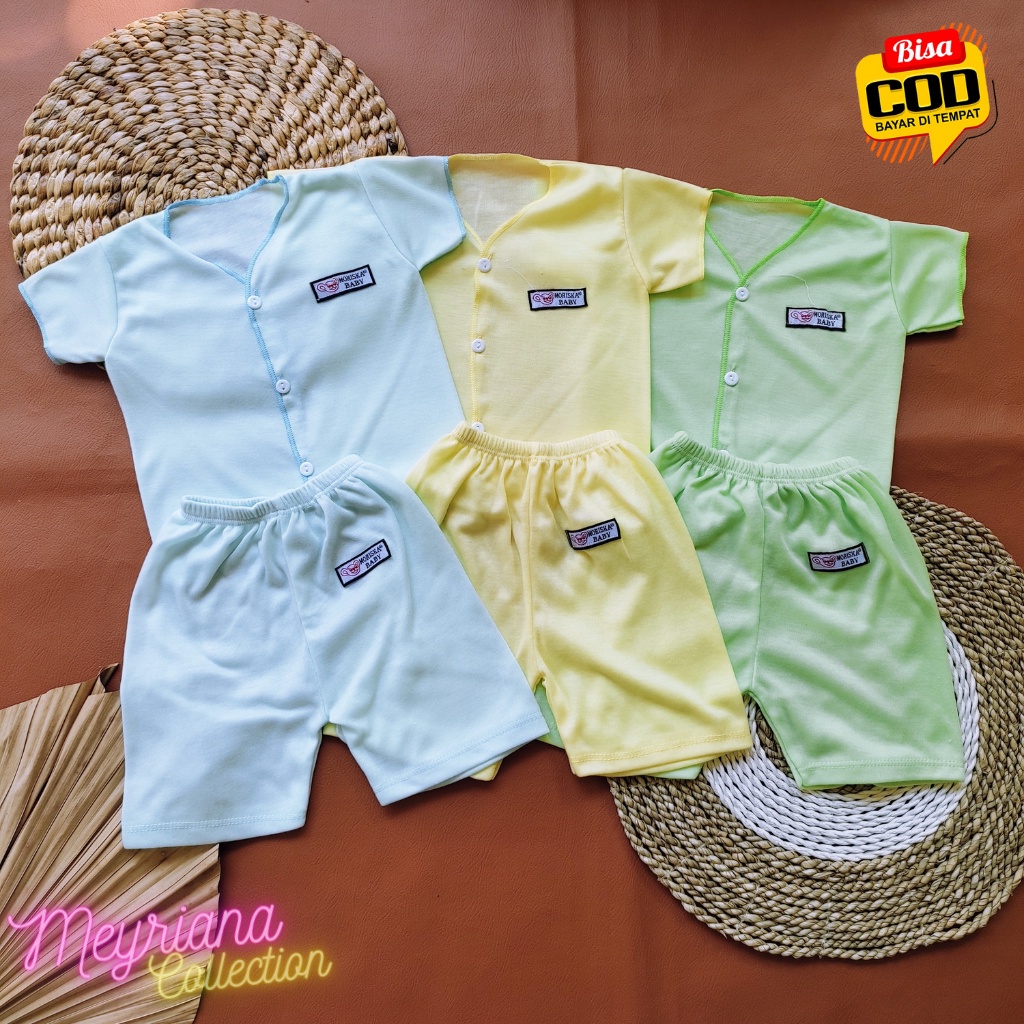 3 Setel Baju Bayi Newborn Lengan Pendek Dan Celana Pendek Meyriana Colleciton